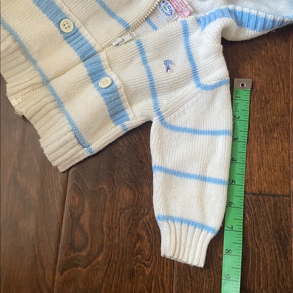 Vintage Izod Lacoste baby knit cable Hoodie cardigan full zip size 3-6M - Picture 8 of 9
